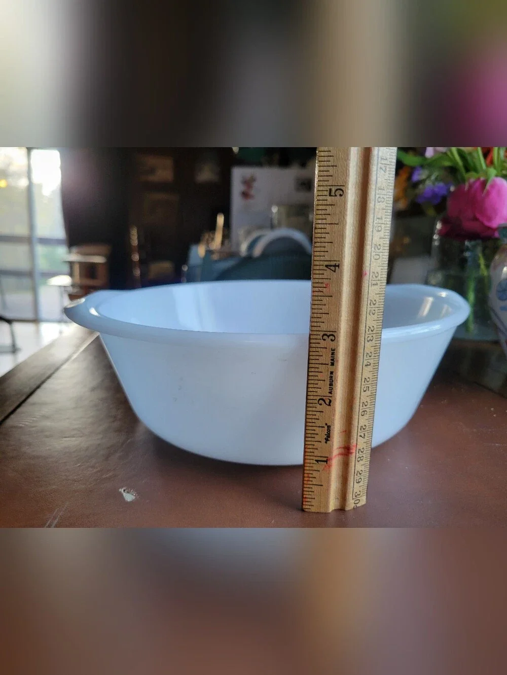 Glasbake J514 2Qt. Round White Milk Glass Casserole Vintage USA No Lid